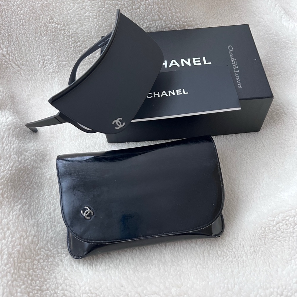 Auth Chanel CC Logo Black Visor Sunglasses - Rare Vintage